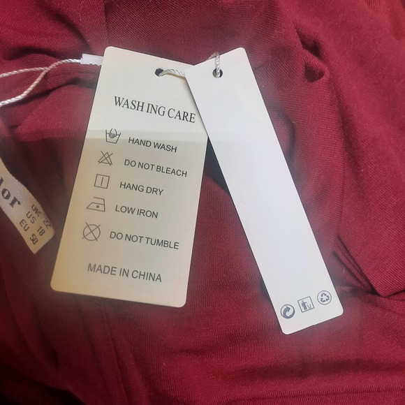 NWT Nemidor Maxi Burgundy Cap Sleeve V-Neck T-shirt dress rounded hem 18 - Picture 4 of 5